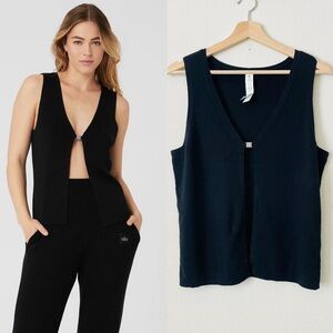 Alo yoga MEDIUM Salana ribbed knit vest top in black